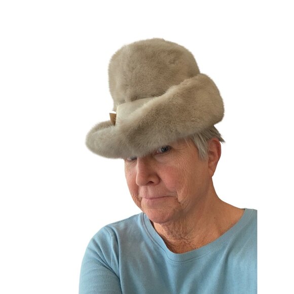 Vintage Mink Fur Bucket Hat Designed by Nikki Small 21” 50s/60s Retro Chic main image 9